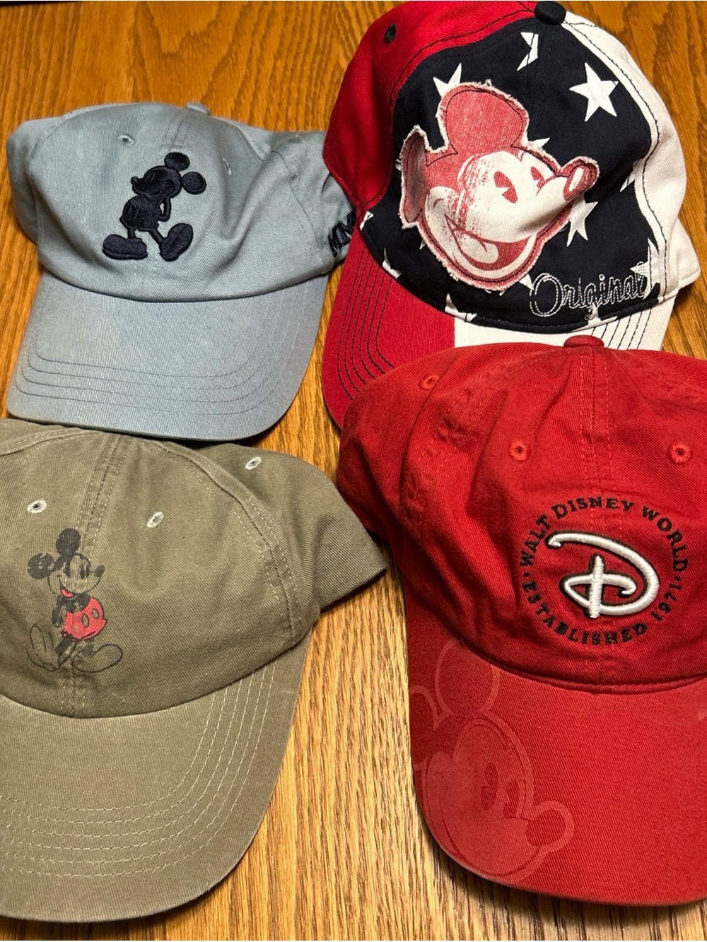 Disney Parks Walt Disney World Lot Dad Hats Men’s Cap Headwear Lot of 4 Used